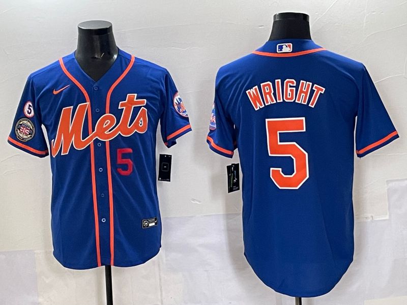 Men 2025 New York Mets #5 Wright Blue Game Nike MLB Jersey style 010->new york mets->MLB Jersey